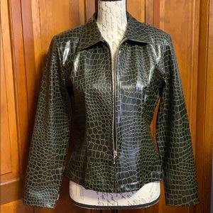 Green poly vinyl pleather jacket